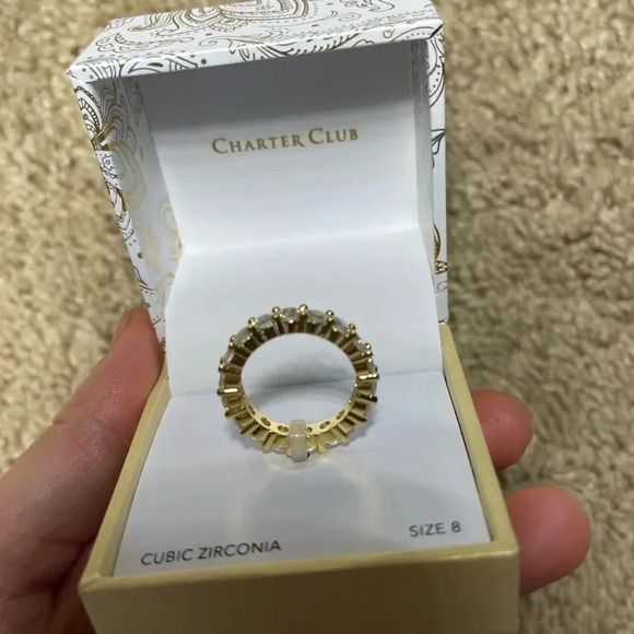 Women Ring Charter Club Gold Plated Cubic Zirconia Band Ring 5,9,10 NWT - Picture 3 of 7